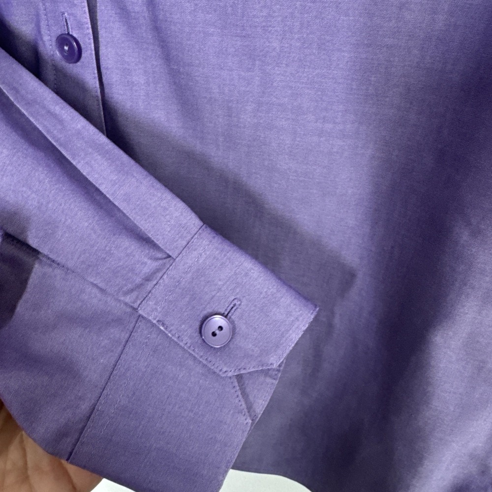Foxcroft Non Iron Shaped Fit Long Sleeve Button‎ Up Blouse Shirt Purple Career 8 - Picture 3 of 10